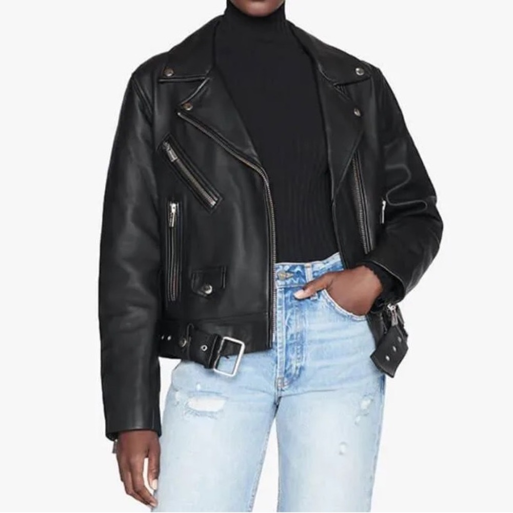 Anine Bing Benjamin Leather Moto Jacket in Black NWT